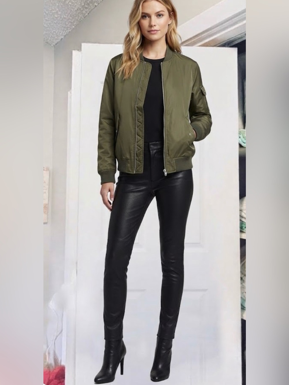 Zara Olive Green Bomber Jacket